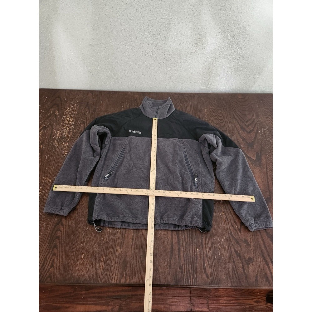Columbia Men's Fleece Jacket Large Gray Black Zip Up Jacket Warm Casual Outdoors